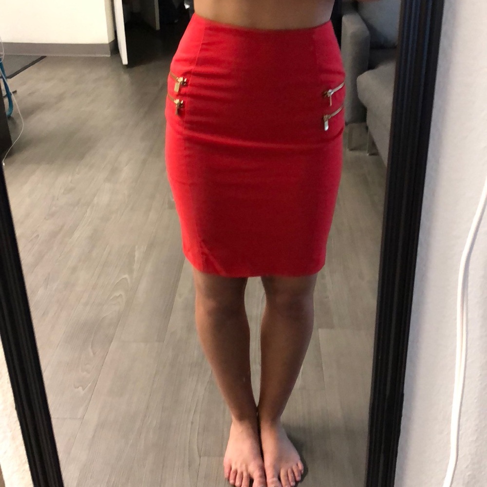 Red pencil skirt